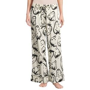 WORLD MARKET Black and White Strawberry Print Wide Leg Pull-on Pant Womens L/XL